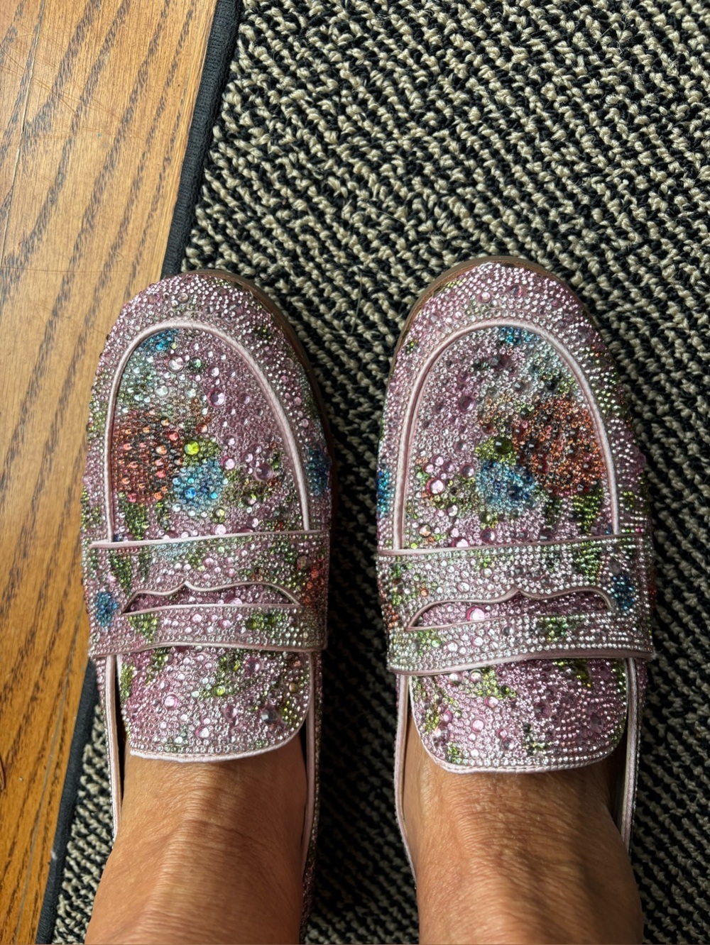 Embellished Betsey Johnson Pink Crystal Loafers size 9.5